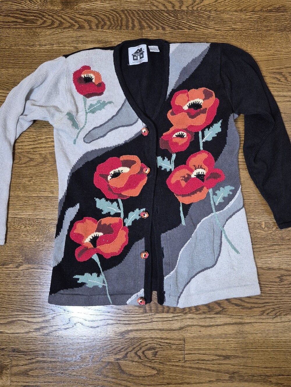Storybook Knits Red Poppy Colorblock Cardigan